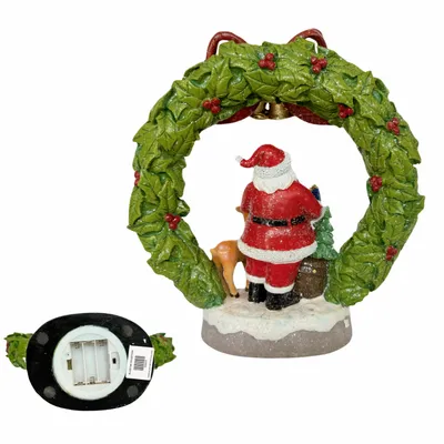 Other Christmas decorations - Christmas LED Wreath Scene – Santa with Reindeer & Gifts (Warm White LED) - BLUE STAR B.V.