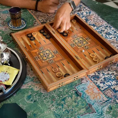 Gifts - Lemon Tree Backgammon & Chess Small Set - MAISON ROSHI - LUXURY ENTERTAINMENT CABINETS