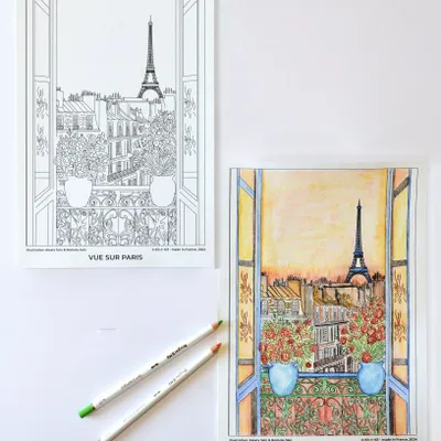Cadeaux - Affiche à Peindre A4 – Vue sur Paris (beaux-arts) | kit n’ kif ® - ATELIER MANDALA