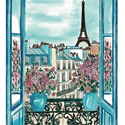 Gifts - Poster to Paint A4 — "View of Paris" (fine arts) | kit n'kif ® - ATELIER MANDALA