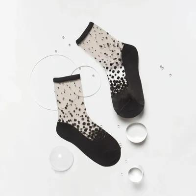 Cadeaux - Nakameguro Black 39-41 : chaussettes transparentes plumetis - ATELIER ST EUSTACHE