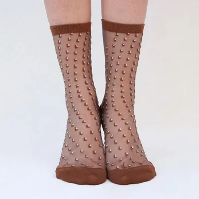 Gifts - Crescent Dunes Brune 36-38 : polka-dot transparent socks - ATELIER ST EUSTACHE