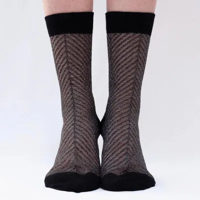 Cadeaux - Sapin Argentée 39-41 : chaussettes transparentes paillettées - ATELIER ST EUSTACHE