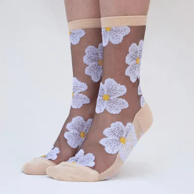 Gifts - Murano Crème 39-41 : floral transparent socks - ATELIER ST EUSTACHE