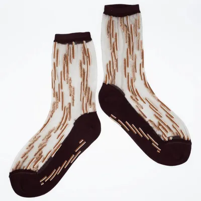 Cadeaux - Palina Brune 36-38 : chaussettes transparentes à rayures - ATELIER ST EUSTACHE