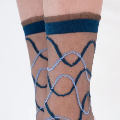 Cadeaux - Riflessi Bleue 39-41 : chaussettes transparentes à courbes - ATELIER ST EUSTACHE