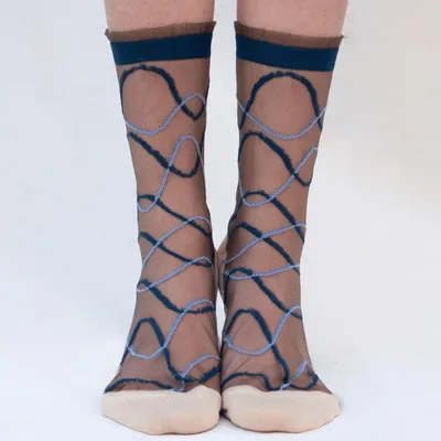 Cadeaux - Riflessi Bleue 39-41 : chaussettes transparentes à courbes - ATELIER ST EUSTACHE