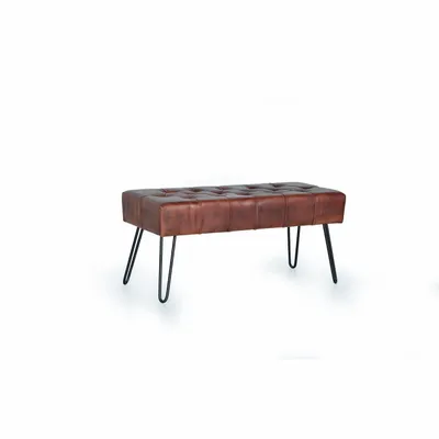 Bancs - Banc en cuir et pieds en métal - GINER Y COLOMER