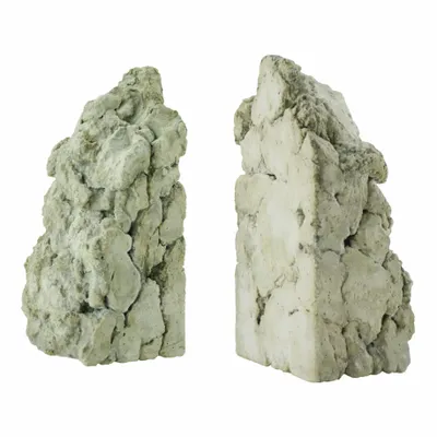 Sculptures, statuettes and miniatures - Catharsis Bookends – Set of Two Stone Sculptures, Sage Green - COKI