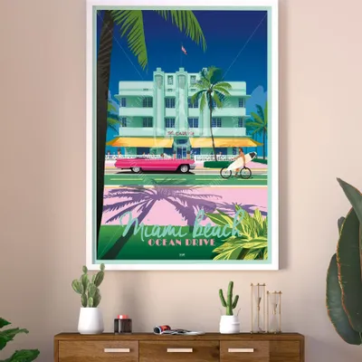 Affiches - Affiche DOZ - Miami Beach - Ocean Drive - LA MAISON JOSÉPHINE