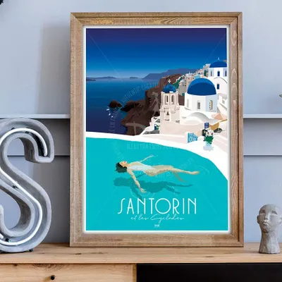 Affiches - Affiche DOZ Santorin - Oia - Grèce - LA MAISON JOSÉPHINE
