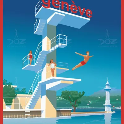 Poster - DOZ poster - Switzerland - Geneva - Les Bains des Pâquis - LA MAISON JOSÉPHINE