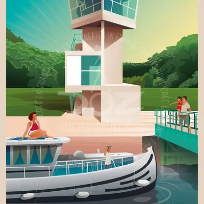 Affiches - Affiche DOZ Ecluse Le Corbusier de Kembs-Niffer - LA MAISON JOSÉPHINE