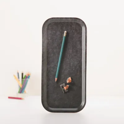 Sets de bureaux  - Plateau de service long en bois - Crayon en trompe-l'œil 15x32 cm - MONBOPLATO