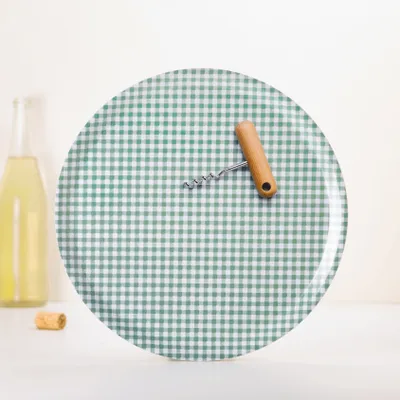 Ustensiles de cuisine - Plateau de service rond en bois - Tire bouchon en trompe-l'œil 38 cm - MONBOPLATO