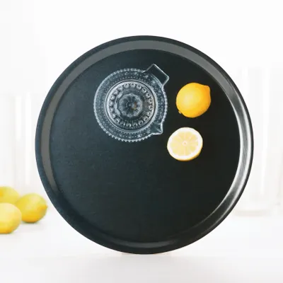 Plateaux - Plateau de service rond en bois - Citrons en trompe-l'œil 38 cm - MONBOPLATO
