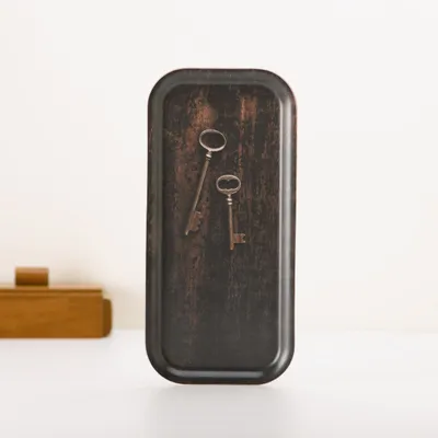Storage boxes - Rectangular wooden serving tray - catch-all trompe-l'œil keys 27x20 cm - MONBOPLATO