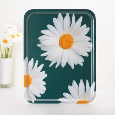Kitchen utensils - Rectangular wooden serving tray - Daisies 43x33 cm - MONBOPLATO