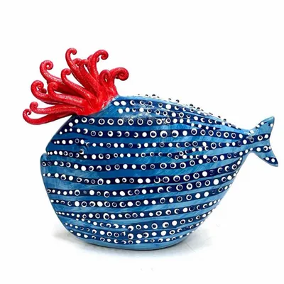 Objets personnalisables - Sculpture en céramiqué realisée à main, personalisable, Italy POISSON - MOSCHE BIANCHE