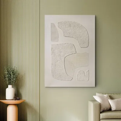 Office design and planning - « Bay » Series of handmade textured abstract paintings - MATISS ART STUDIO