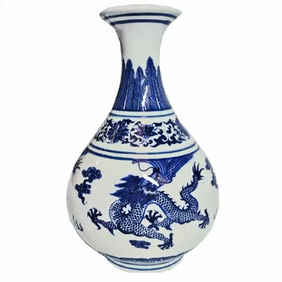 Vases - Traditional blue white Dragon porcelain vase - GALERIE D'ORIENT