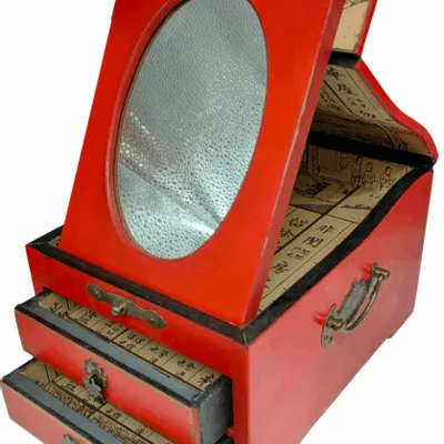 Decorative objects - Red Lacquered Jewelry Box - GALERIE D'ORIENT