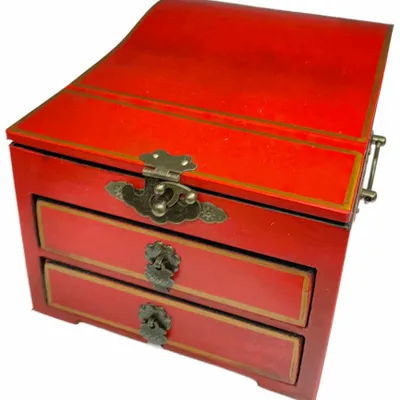 Decorative objects - Red Lacquered Jewelry Box - GALERIE D'ORIENT