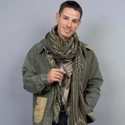 Scarves - CHARLEMAGNE green wool scarf - MONSIEUR CHARLI