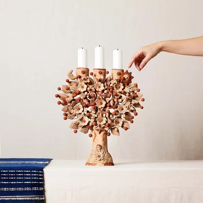 Pièces uniques - Bougeoir en forme d'arbre de vie mexicain - HUAKAL