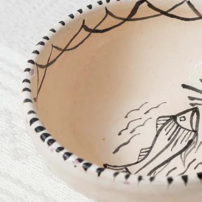 Platter and bowls - Small Burnished Clay Bowl, Fish Collection - HUAKAL