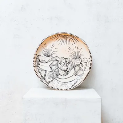Formal plates - Burnished Clay Plate, Fish Collection - HUAKAL