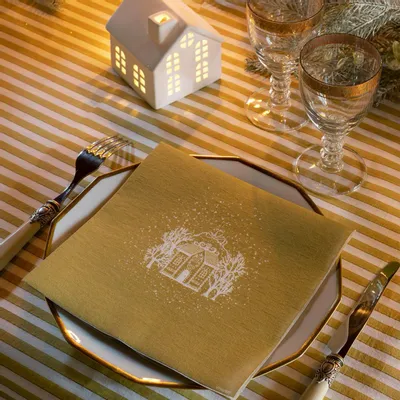 Napkins - GOLD GINGERBREAD HOUSE - FRANÇOISE PAVIOT