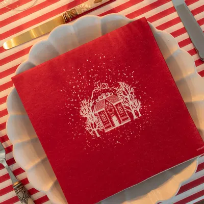 Napkins - RED GINGERBREAD HOUSE - FRANÇOISE PAVIOT
