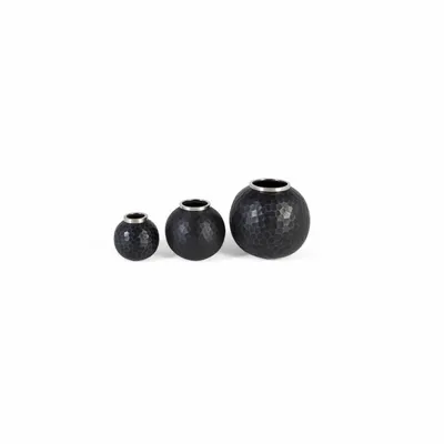 Vases - Set of three dark gray metal vases - GINER Y COLOMER