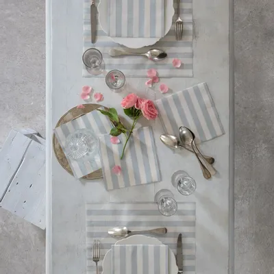 Serviettes - RAYURE BLEU GRIS - FRANÇOISE PAVIOT