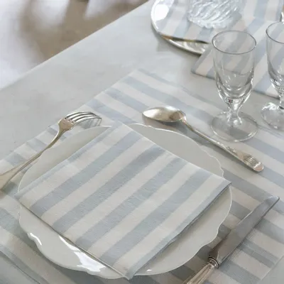 Napkins - BLUE GRAY STRIPE - FRANÇOISE PAVIOT