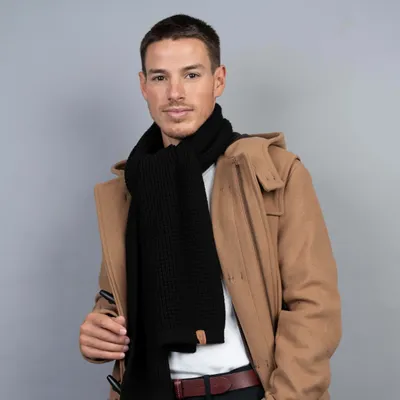 Scarves - JULES black knitted scarf - MONSIEUR CHARLI