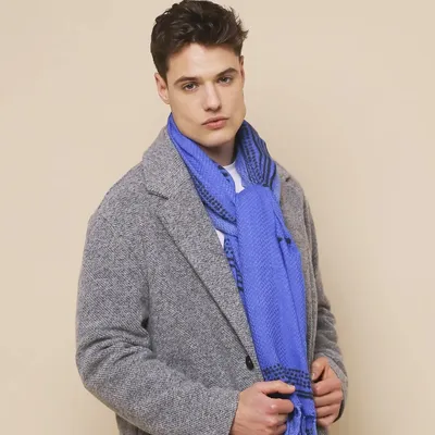 Scarves - DESIRE blue wool scarf - MONSIEUR CHARLI