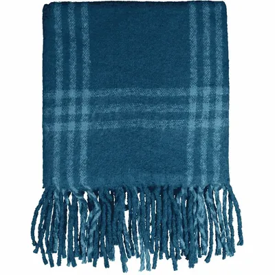 Throw blankets - TITOUAN blue acrylic plaid - MONSIEUR CHARLI