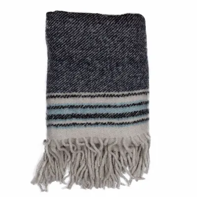Throw blankets - TAO blue wool blanket - MONSIEUR CHARLI