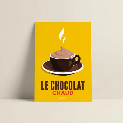 Poster - Poster Le Chocolat Chaud : Jaune - COSYNÉVÉ - MOUNTAIN POSTERS