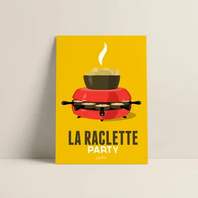 Affiches - Affiche La Raclette : Jaune - COSYNÉVÉ - MOUNTAIN POSTERS