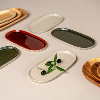 Platter and bowls - Tray ellipse stoneware - KINTA