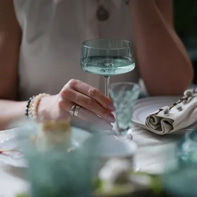 Glass - VidaMartini Malachit Colored Champagne Glass - 6 pieces 230 ml - PEKALLA CRISTAL GLASS