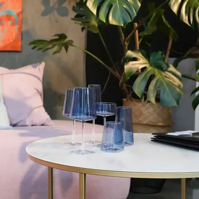 Glass - Vida Mist Coloured Cocktail / Water / Drinks Glass - 6 pieces 450 ml - PEKALLA CRISTAL GLASS