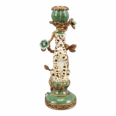 Objets de décoration - Bougeoir Léopard 25,5 cm - Vert - Résine - DUTCH STYLE BY BAROQUE COLLECTION