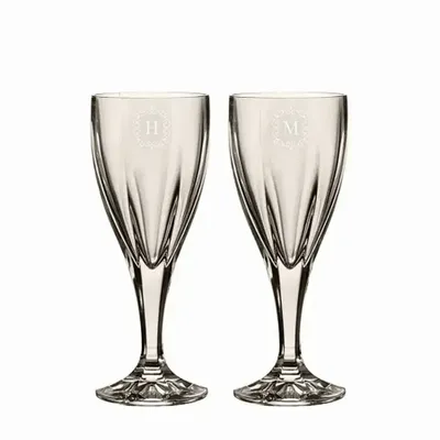 Cristallerie - Mokka Verres à vin en cristal avec les initiales pour le mariage - l'anniversaire - 2 pièces 220 ml - PEKALLA CRISTAL GLASS