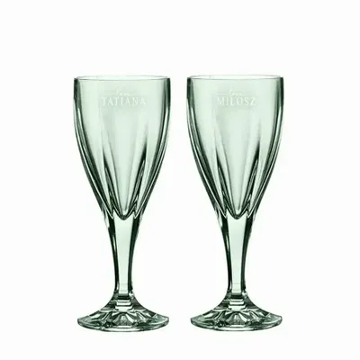 Cristallerie - MalachitVerres à vin en cristal avec gravure de prénoms - 2 pièces 220 ml - PEKALLA CRISTAL GLASS