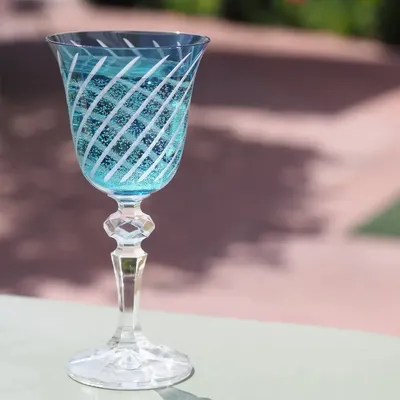 Glass - Gratia Aqua Crystal Wine Glasses - 6 Pieces 170ml - PEKALLA CRISTAL GLASS