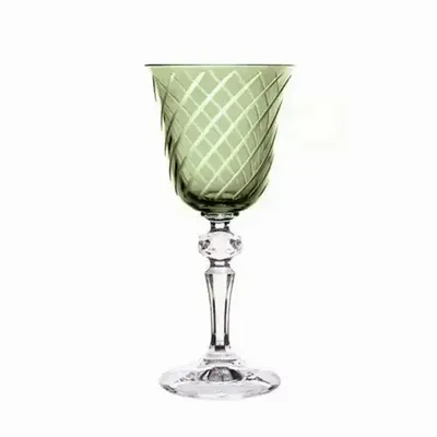Glass - Gratia Olive Crystal Wine Glasses - 6 Pieces 170ml - PEKALLA CRISTAL GLASS